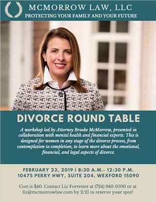 Brochure for Divorce Round Table workshop led by Attorney Brooke McMarrow